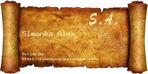 Simonka Alex névjegykártya
